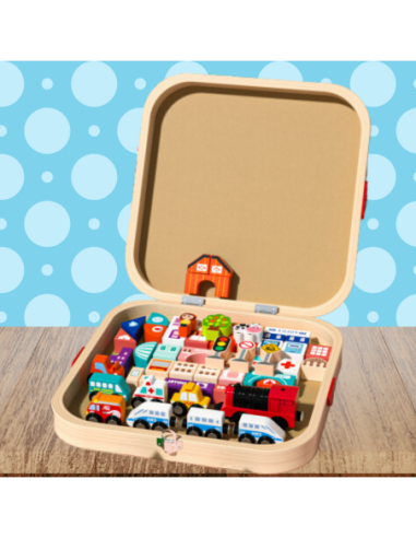 DREWNIANE KLOCKI EDUKACYJNE MIASTO...