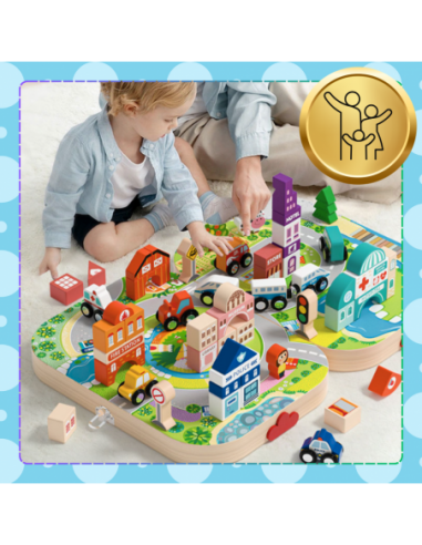 DREWNIANE KLOCKI EDUKACYJNE MIASTO...