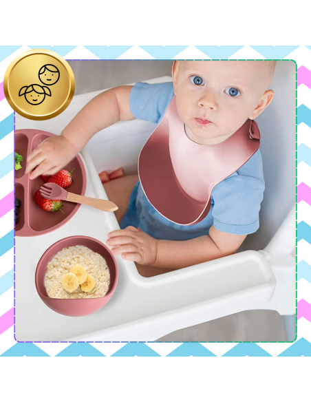 Śliniak dla Dzieci Silikonowy z Kieszonką Wodoodporny NICEkids różowy