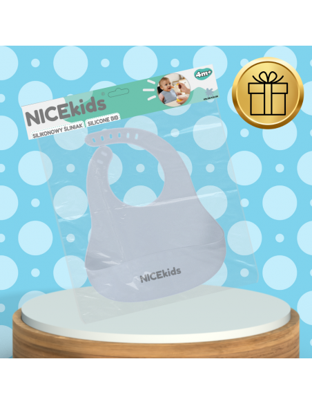Śliniak dla Dzieci Silikonowy z Kieszonką Wodoodporny NICEkids niebieski