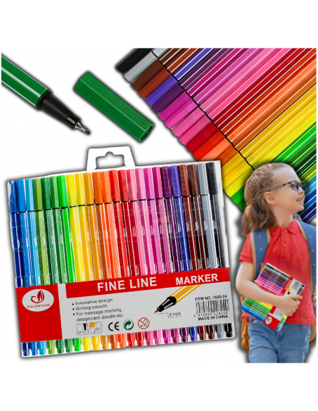 ZESTAW CIENKOPISÓW KOLOROWE CIENKOPISY NICEKIDS 24 KOLORY