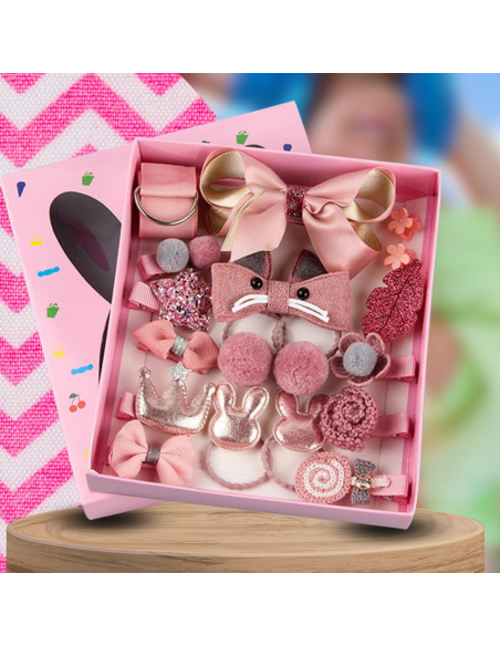 ZESTAW OZDÓB DO WŁOSÓW DLA DZIEWCZYNKI  GUMKI SPINKI + PUDEŁKO