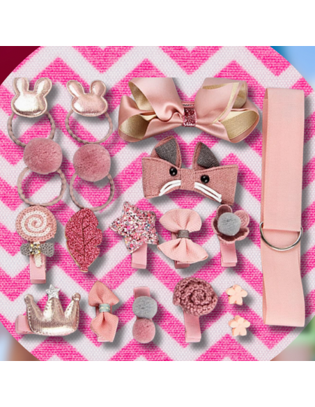 ZESTAW OZDÓB DO WŁOSÓW DLA DZIEWCZYNKI  GUMKI SPINKI + PUDEŁKO