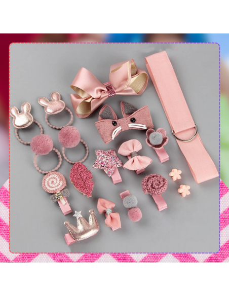 ZESTAW OZDÓB DO WŁOSÓW DLA DZIEWCZYNKI  GUMKI SPINKI + PUDEŁKO