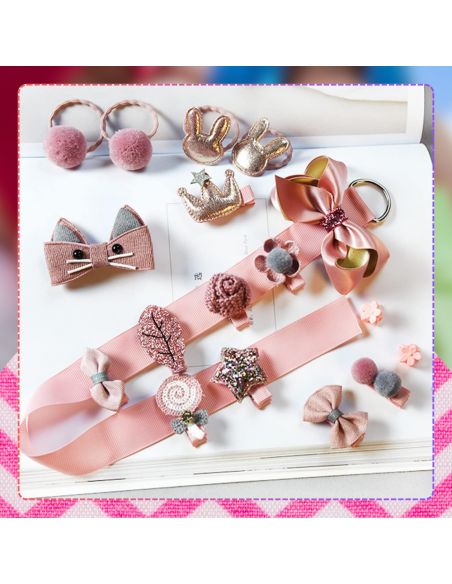 ZESTAW OZDÓB DO WŁOSÓW DLA DZIEWCZYNKI  GUMKI SPINKI + PUDEŁKO
