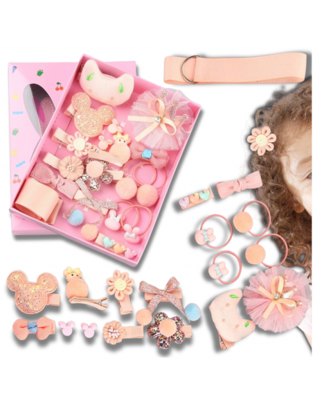 ZESTAW OZDÓB DO WŁOSÓW DLA DZIEWCZYNKI  GUMKI SPINKI + PUDEŁKO