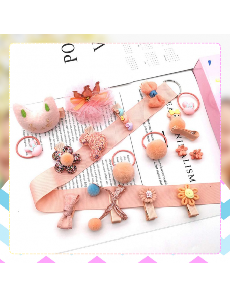 ZESTAW OZDÓB DO WŁOSÓW DLA DZIEWCZYNKI  GUMKI SPINKI + PUDEŁKO