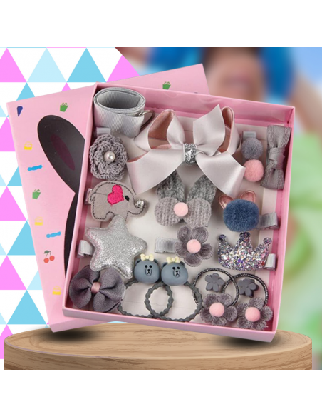 ZESTAW OZDÓB DO WŁOSÓW DLA DZIEWCZYNKI  GUMKI SPINKI + PUDEŁKO