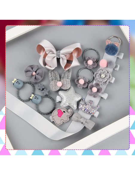 ZESTAW OZDÓB DO WŁOSÓW DLA DZIEWCZYNKI  GUMKI SPINKI + PUDEŁKO