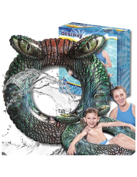 BESTWAY KOŁO DMUCHANE DO PŁYWANIA KÓŁKO PLAŻOWE KROKODYL DUŻE 91 CM