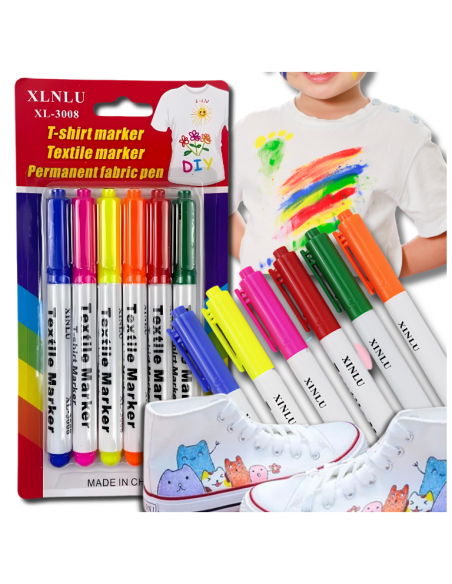 Pisaki Do Tkanin Ubrań Koszulek Markery Flamastry Mazaki Zestaw 6 kolorów