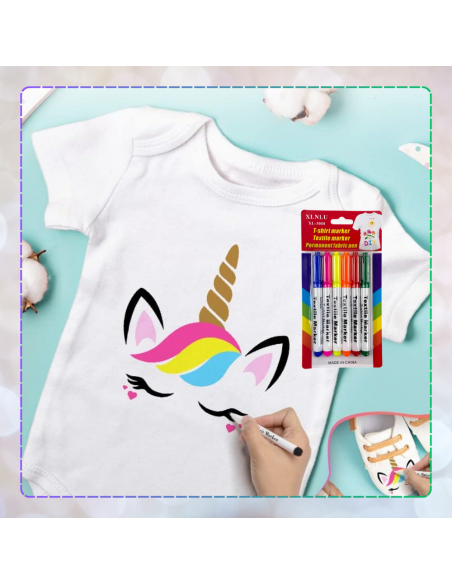 Pisaki Do Tkanin Ubrań Koszulek Markery Flamastry Mazaki Zestaw 6 kolorów