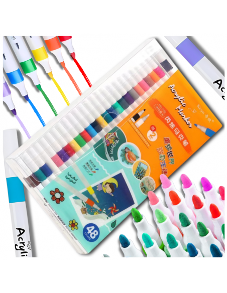 FLAMASTRY PISAKI AKRYLOWE DO RÓŻNYCH POWIERZCHNI 48 szt Acrylic Marker