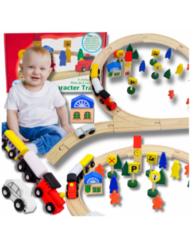 DREWNIANA KOLEJKA TOR POCIAG 48 el....