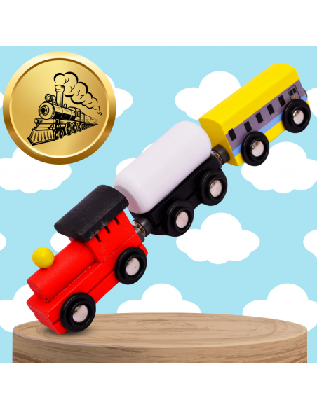 DREWNIANA KOLEJKA TOR POCIAG 48 el. MIASTO ZNAKI POCIĄG NA MAGNES TORY 240cm