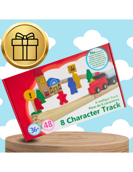 DREWNIANA KOLEJKA TOR POCIAG 48 el. MIASTO ZNAKI POCIĄG NA MAGNES TORY 240cm