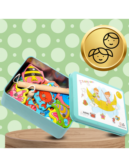 RYBKI DO ŁOWIENIA GRA ZRĘCZNOŚCIOWA WĘDKA DREWNIANE W METALOWEJ PUSZCE