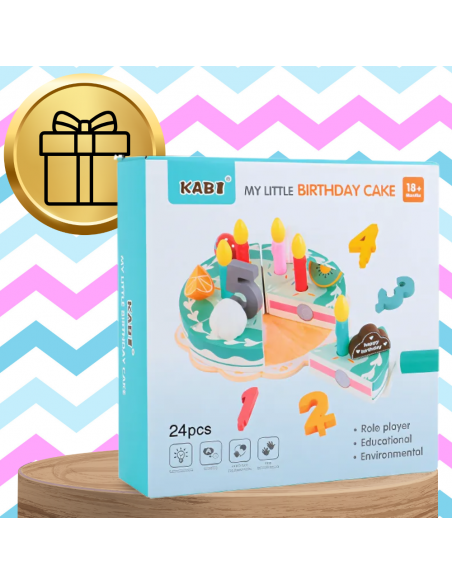 DREWNIANY TORT CIASTO DO KROJENIA DUŻY ZESTAW DLA DZIECI Z AKCESORIAM