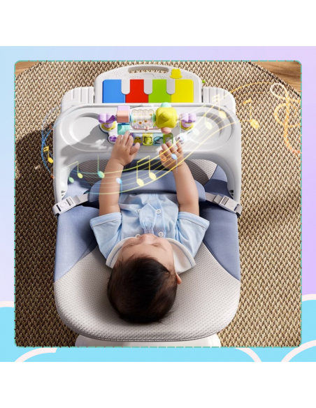 LEŻACZEK DLA NIEMOWLĄT BUJACZEK SKŁADANY NICEKIDS + PIANINKO GRZECHOTKI ZABAWKI GRAJĄCE