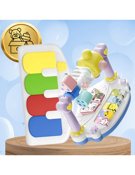 LEŻACZEK DLA NIEMOWLĄT BUJACZEK SKŁADANY NICEKIDS + PIANINKO GRZECHOTKI ZABAWKI GRAJĄCE