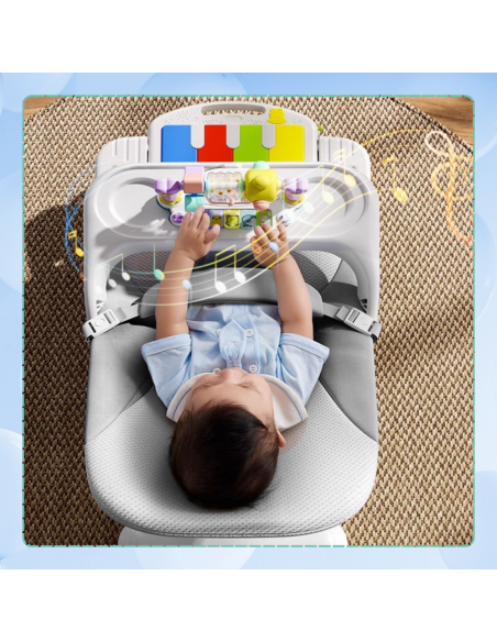 LEŻACZEK DLA NIEMOWLĄT BUJACZEK SKŁADANY NICEKIDS + PIANINKO GRZECHOTKI ZABAWKI GRAJĄCE