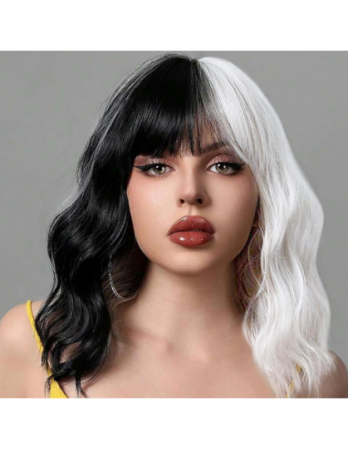 PERUKA WŁOSY KRÓTKIE CZARNO BIAŁE Z...