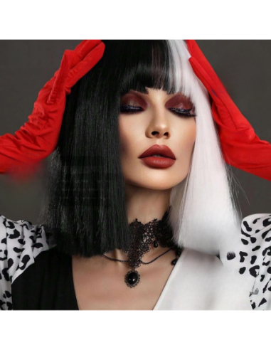 PERUKA WŁOSY KRÓTKIE CZARNO BIAŁE Z...