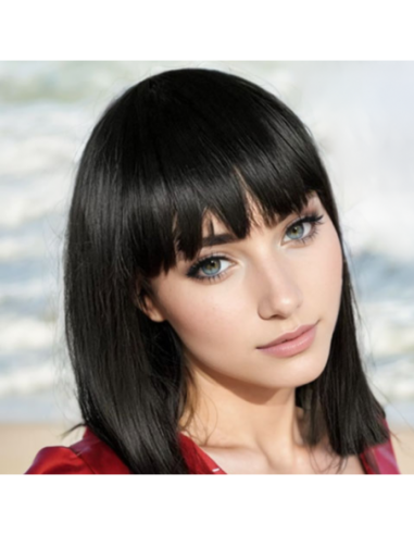 PERUKA WŁOSY KRÓTKIE CZARNE Z GRZYWKĄ...