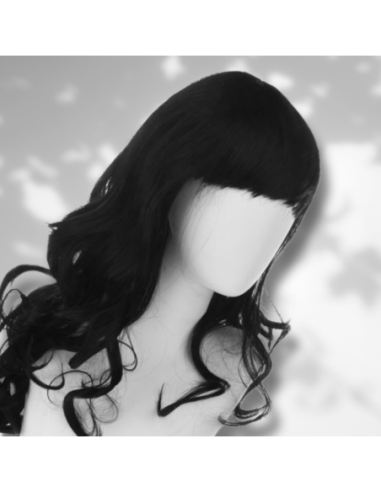 PERUKA WŁOSY DŁUGIE CZARNE Z GRZYWKĄ...