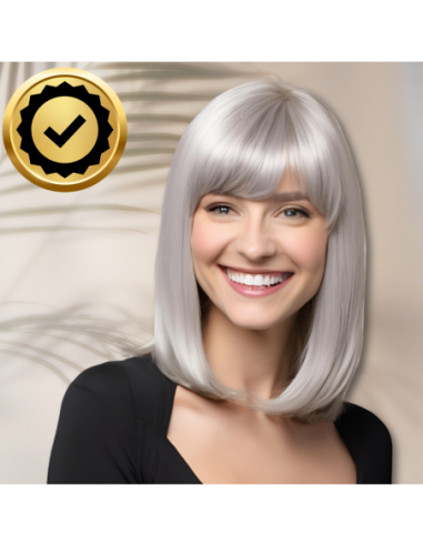 PERUKA WŁOSY KRÓTKIE SIWE Z GRZYWKĄ...