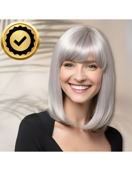 PERUKA WŁOSY KRÓTKIE SIWE Z GRZYWKĄ KARNAWAŁ PARTY FOTOBUDKA PANIEŃSKI URODZINY