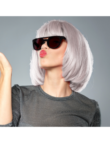 PERUKA WŁOSY KRÓTKIE SIWE Z GRZYWKĄ...