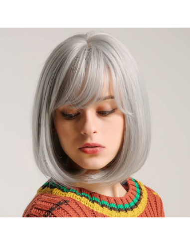 PERUKA WŁOSY KRÓTKIE SIWE Z GRZYWKĄ...