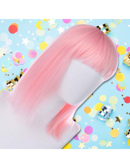 PERUKA WŁOSY DŁUGIE RÓŻOWA Z GRZYWKĄ KARNAWAŁ PARTY FOTOBUDKA PANIEŃSKI URODZINY