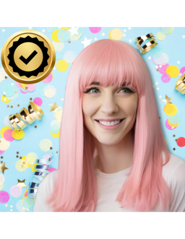 PERUKA WŁOSY DŁUGIE RÓŻOWA Z GRZYWKĄ...