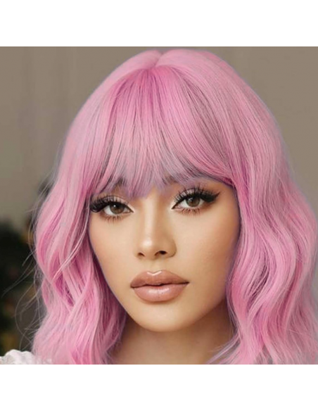 PERUKA WŁOSY DŁUGIE RÓŻOWA Z GRZYWKĄ KARNAWAŁ PARTY FOTOBUDKA PANIEŃSKI URODZINY