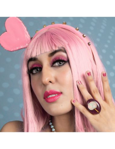 PERUKA WŁOSY DŁUGIE RÓŻOWA Z GRZYWKĄ...