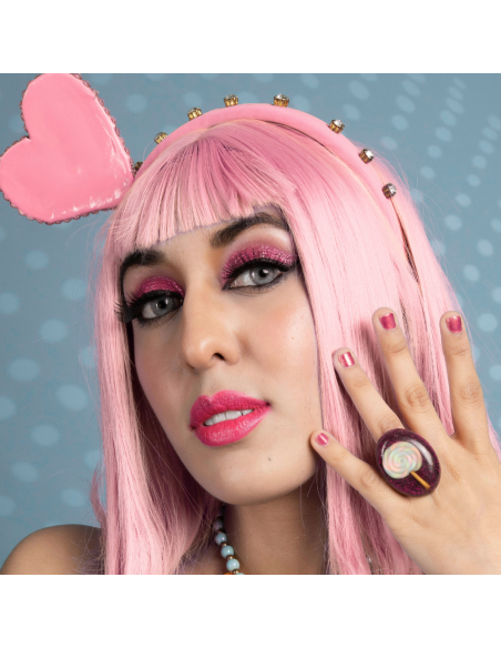 PERUKA WŁOSY DŁUGIE RÓŻOWA Z GRZYWKĄ KARNAWAŁ PARTY FOTOBUDKA PANIEŃSKI URODZINY