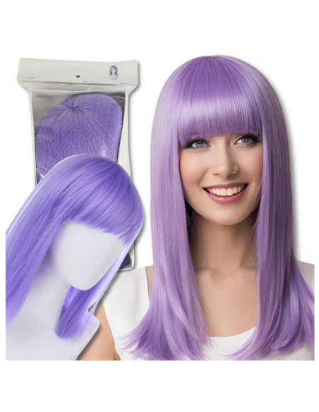 PERUKA WŁOSY DŁUGIE FIOLETOWA Z GRZYWKĄ KARNAWAŁ PARTY FOTOBUDKA PANIEŃSKI URODZINY