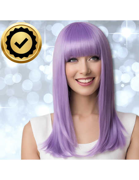 PERUKA WŁOSY DŁUGIE FIOLETOWA Z GRZYWKĄ KARNAWAŁ PARTY FOTOBUDKA PANIEŃSKI URODZINY