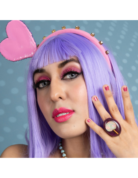 PERUKA WŁOSY DŁUGIE FIOLETOWA Z GRZYWKĄ KARNAWAŁ PARTY FOTOBUDKA PANIEŃSKI URODZINY