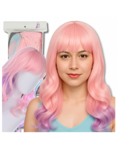 PERUKA WŁOSY DŁUGIE RÓŻOWO FIOLETOWA...