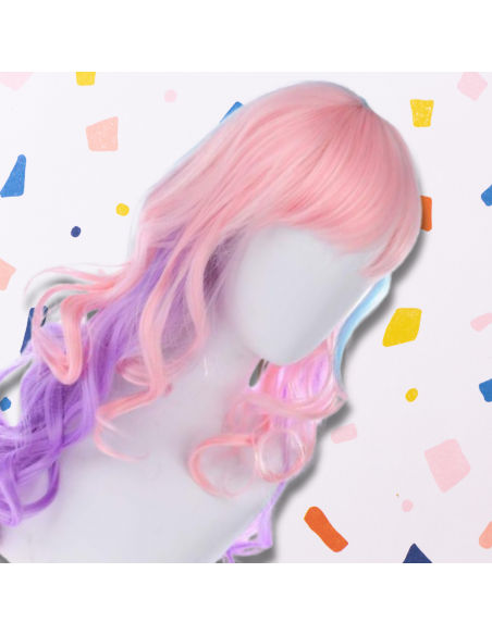 PERUKA WŁOSY DŁUGIE RÓŻOWO FIOLETOWA Z GRZYWKĄ KARNAWAŁ PARTY FOTOBUDKA PANIEŃSKI URODZINY