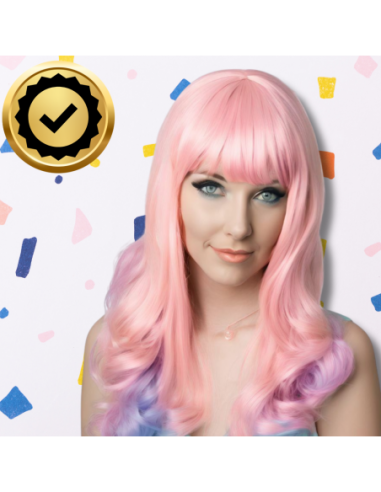 PERUKA WŁOSY DŁUGIE RÓŻOWO FIOLETOWA...