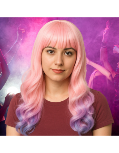 PERUKA WŁOSY DŁUGIE RÓŻOWO FIOLETOWA...