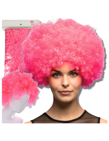 PERUKA WŁOSY RÓŻOWE AFRO KARNAWAŁ PARTY FOTOBUDKA PANIEŃSKI URODZINY