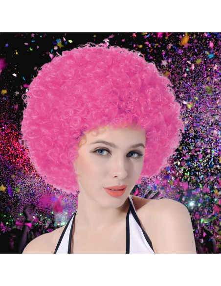 PERUKA WŁOSY RÓŻOWE AFRO KARNAWAŁ PARTY FOTOBUDKA PANIEŃSKI URODZINY