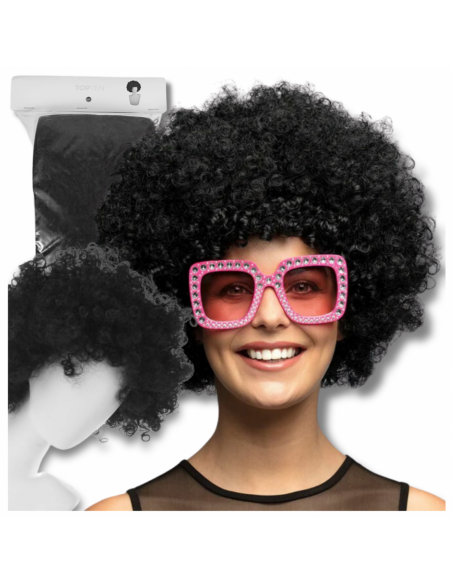 PERUKA WŁOSY CZARNE AFRO KARNAWAŁ PARTY FOTOBUDKA PANIEŃSKI URODZINY