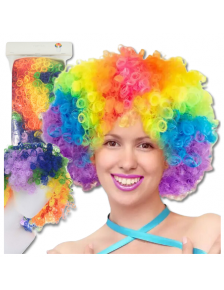 KOLOROWA PERUKA WŁOSY AFRO KARNAWAŁ PARTY FOTOBUDKA PANIEŃSKI URODZINY