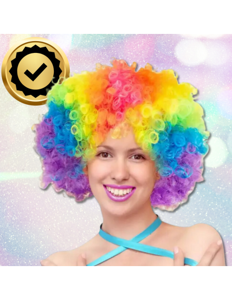 KOLOROWA PERUKA WŁOSY AFRO KARNAWAŁ PARTY FOTOBUDKA PANIEŃSKI URODZINY